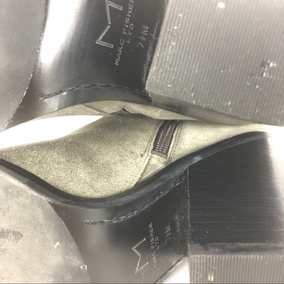 Marc Fisher Mena Gray Suede Block Heel Boot 7.5 - Picture 5 of 8